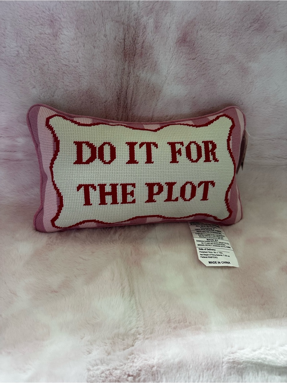 Do It For The Plot - Pink Needlepoint Decorative Pillow Cupcakes & Cashmere NWT